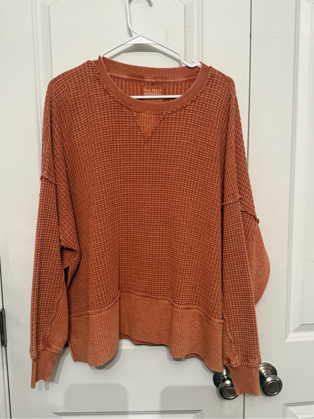 Aerie Very Oversized Waffle Crewneck - Burnt Orange